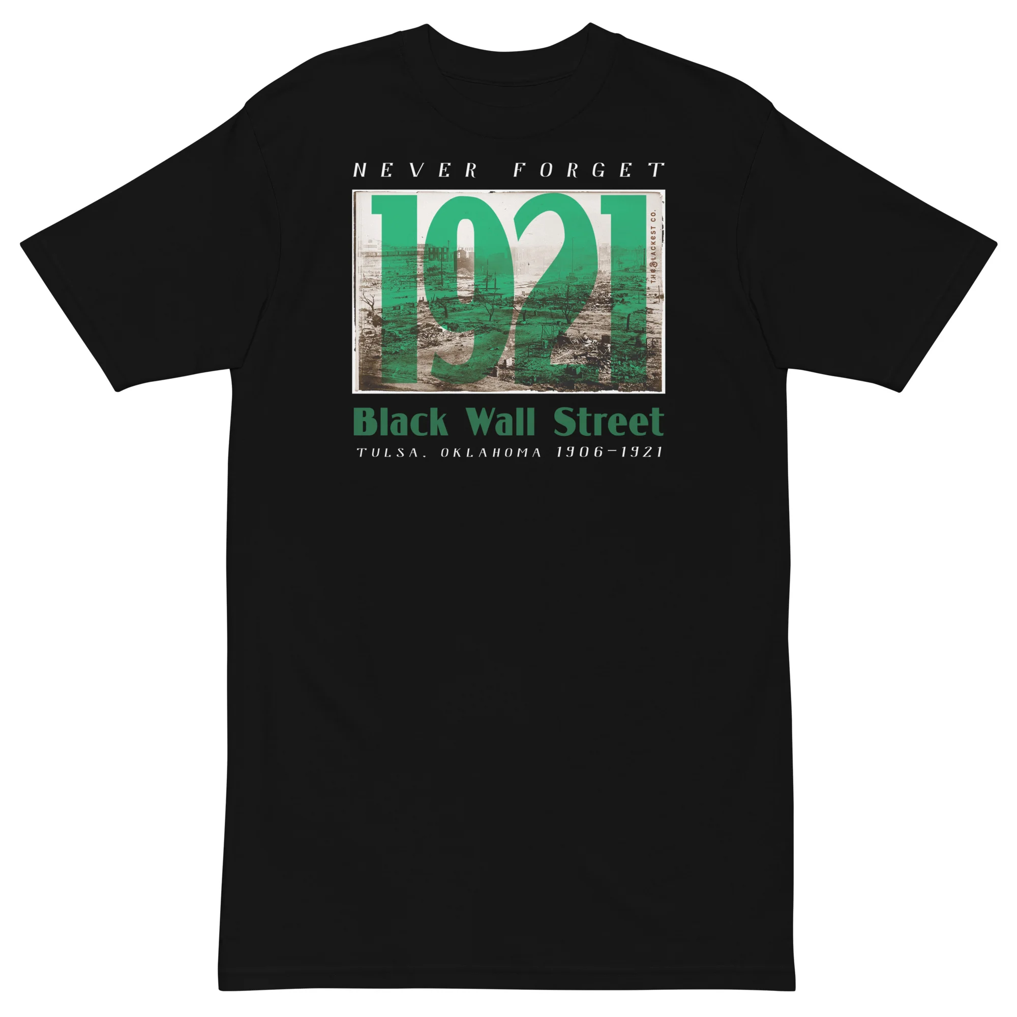 1921 Black Wall Street Mens Premium Heavyweight Tee - Image 3