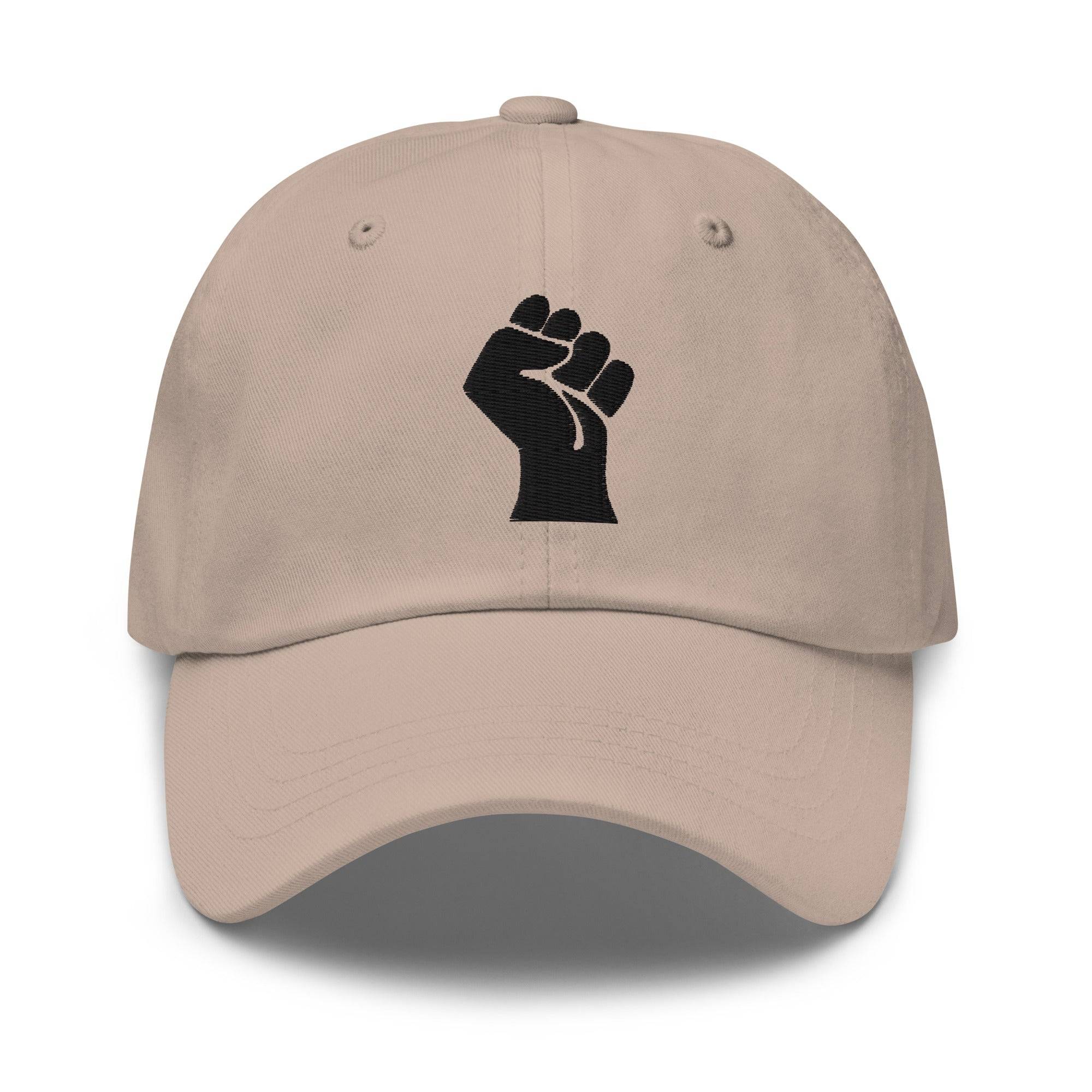 Black On Black Power Fist Embroidered Baseball Cap - Image 11