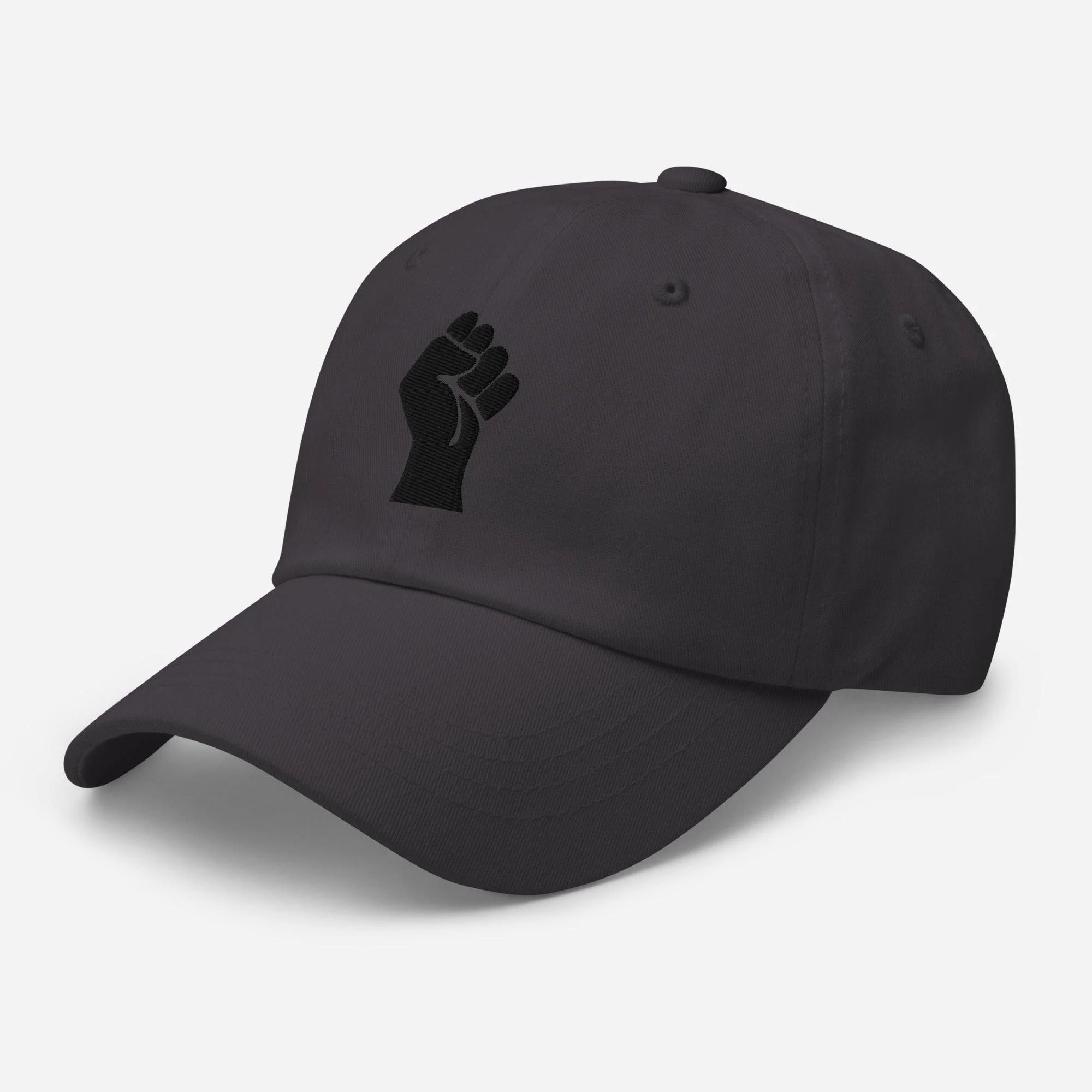 Black On Black Power Fist Embroidered Baseball Cap - Image 4