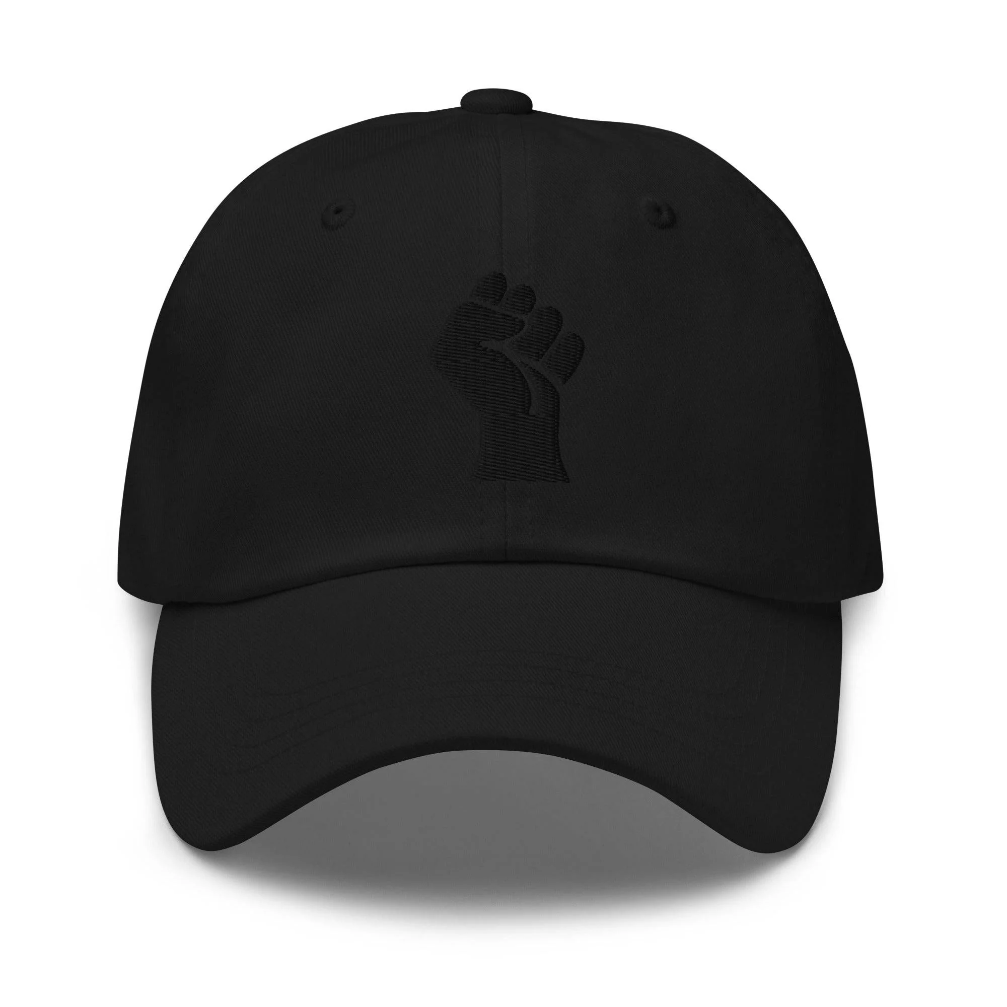 Black On Black Power Fist Embroidered Baseball Cap - Image 6