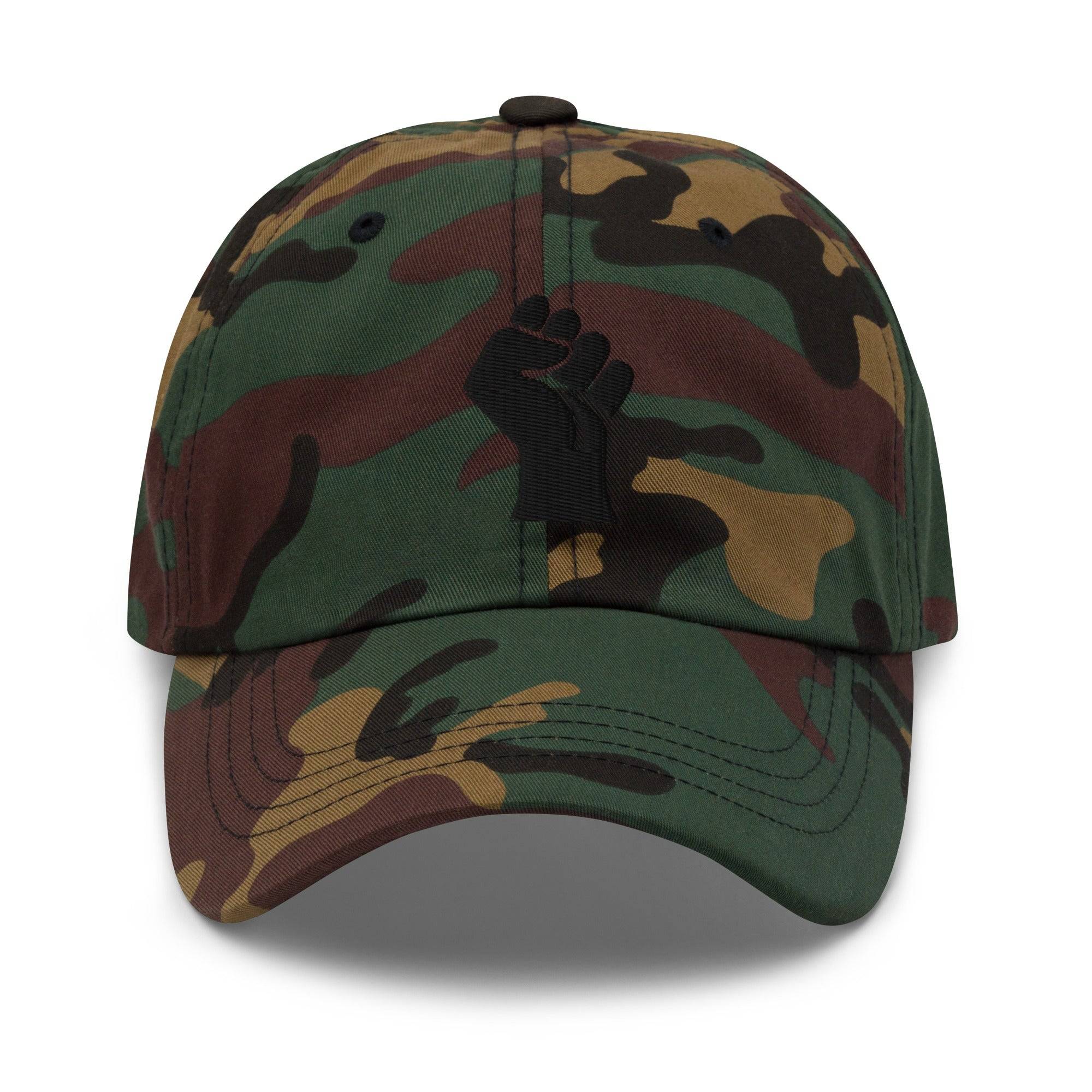 Black On Black Power Fist Embroidered Baseball Cap - Image 9