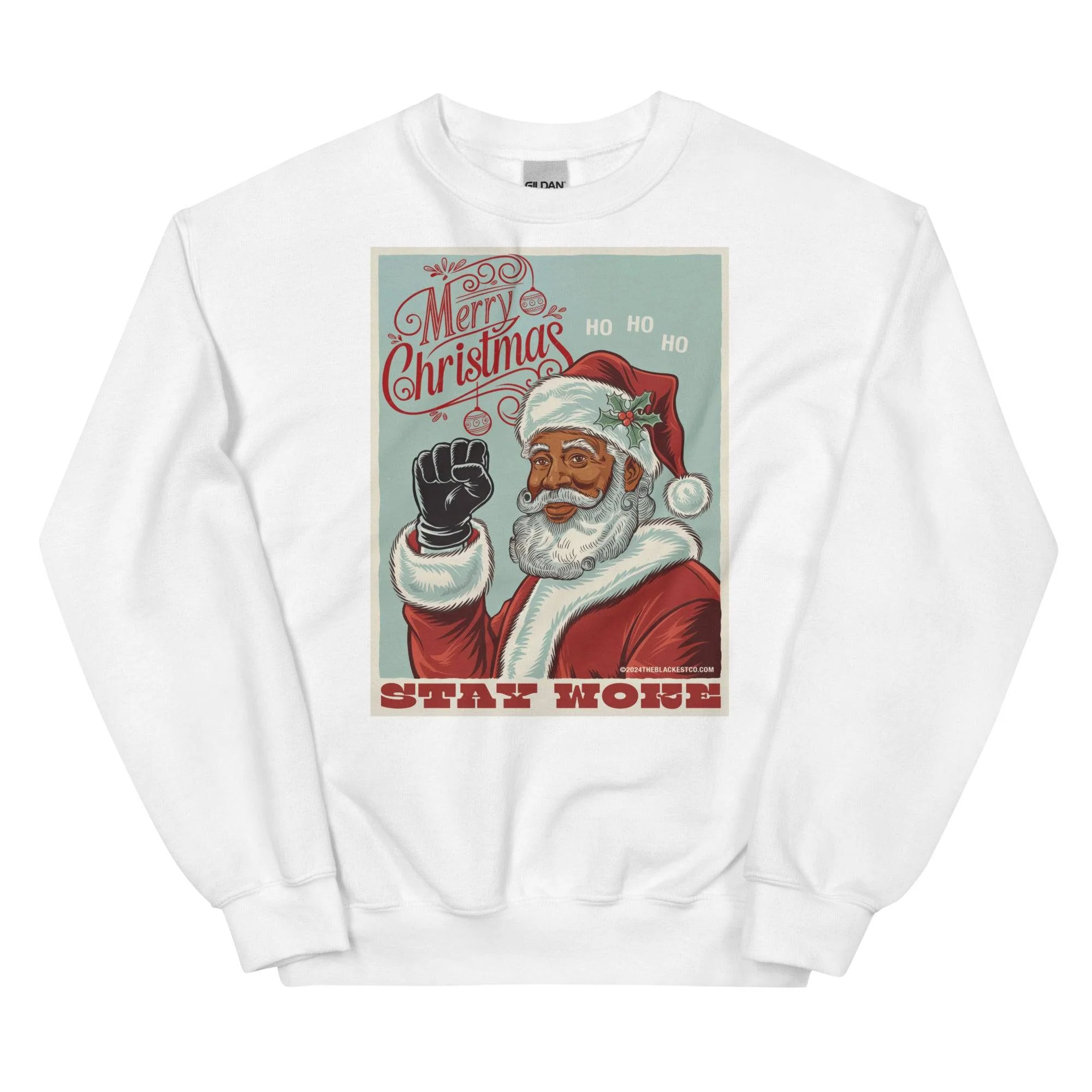 Black Santa Stay Woke Unisex Sweatshirt - Image 11