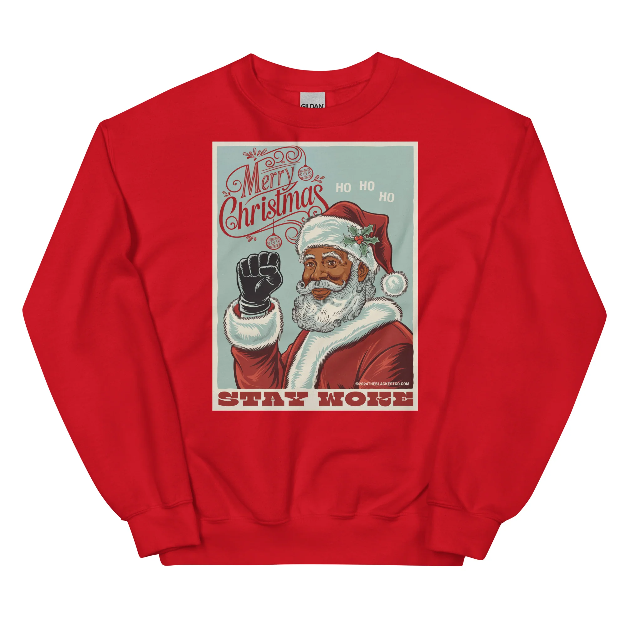 Black Santa Stay Woke Unisex Sweatshirt - Image 4