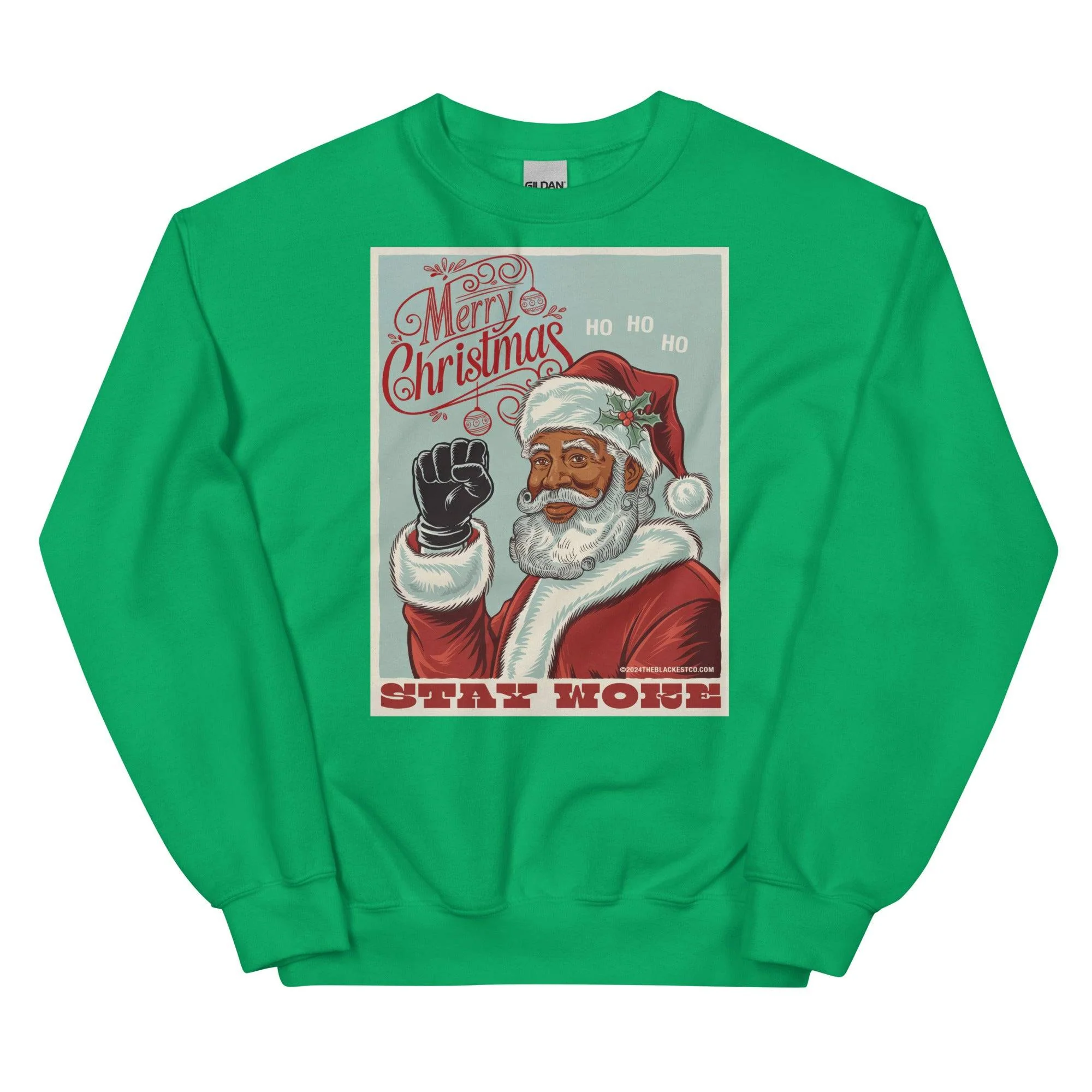 Black Santa Stay Woke Unisex Sweatshirt - Image 5