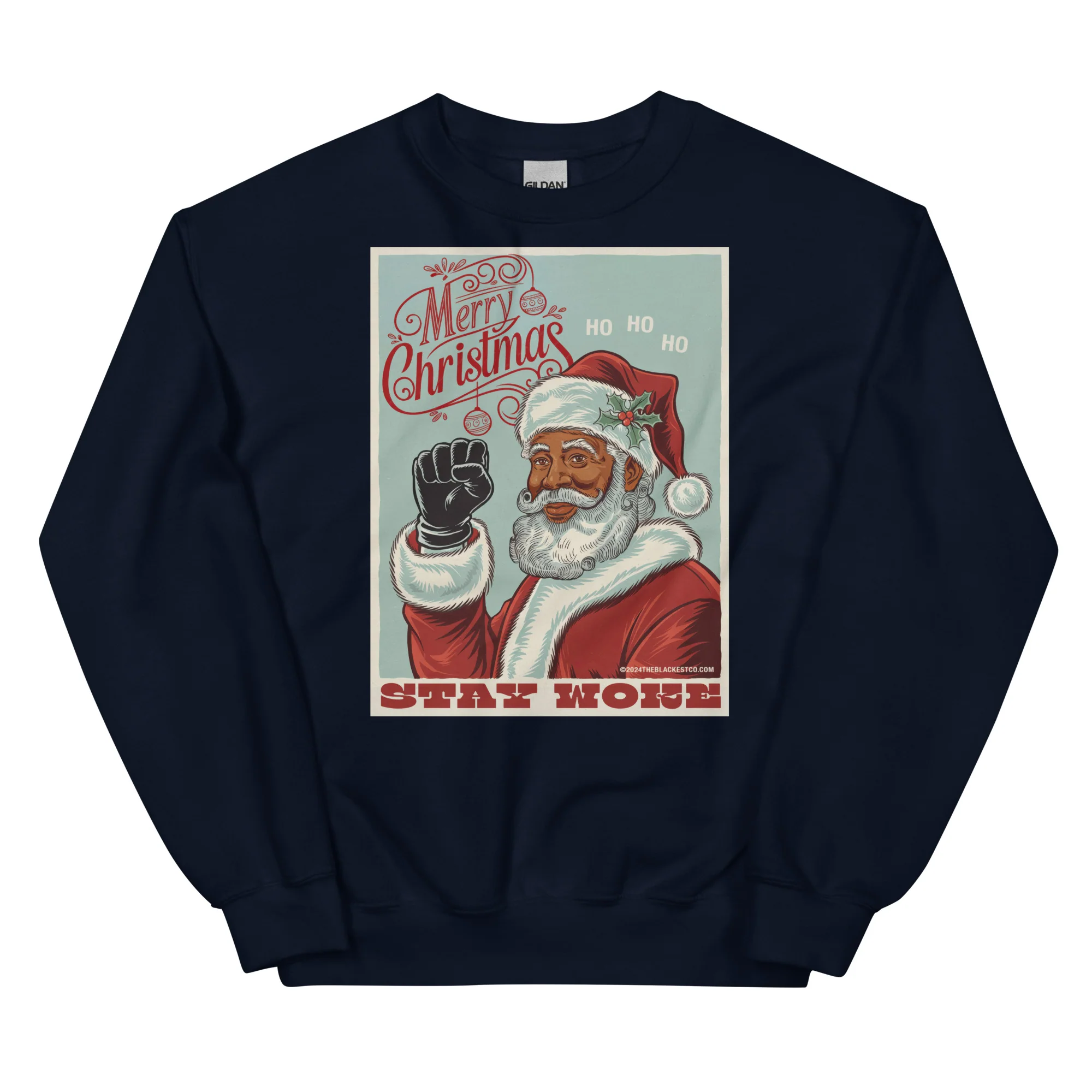 Black Santa Stay Woke Unisex Sweatshirt - Image 7