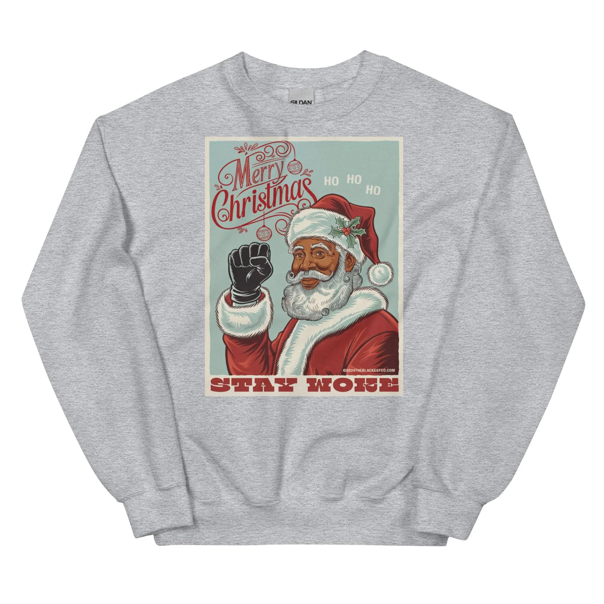 Black Santa Stay Woke Unisex Sweatshirt - Image 8
