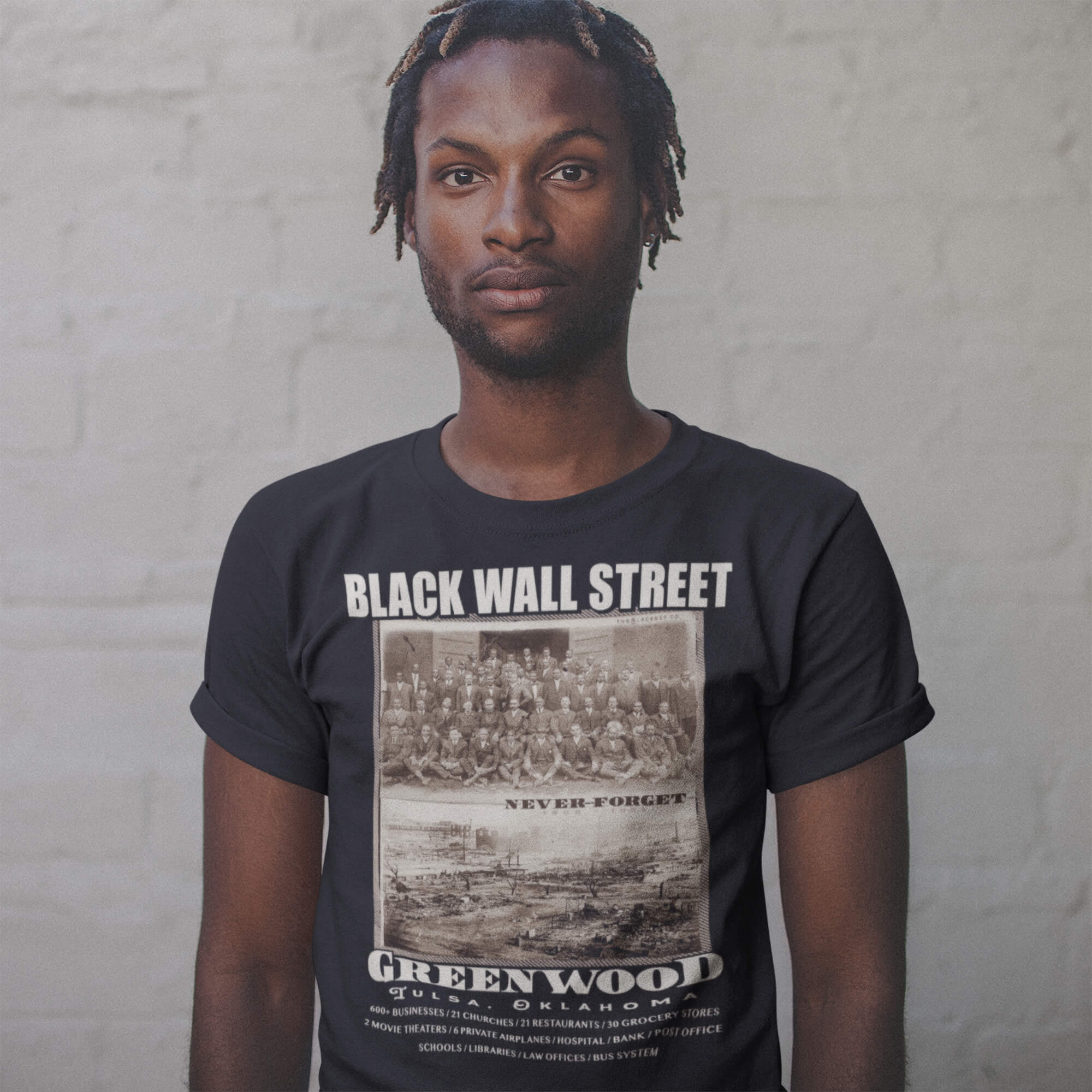 Black Wall Street Vintage History Before And After Photos T Shirt - Image 11
