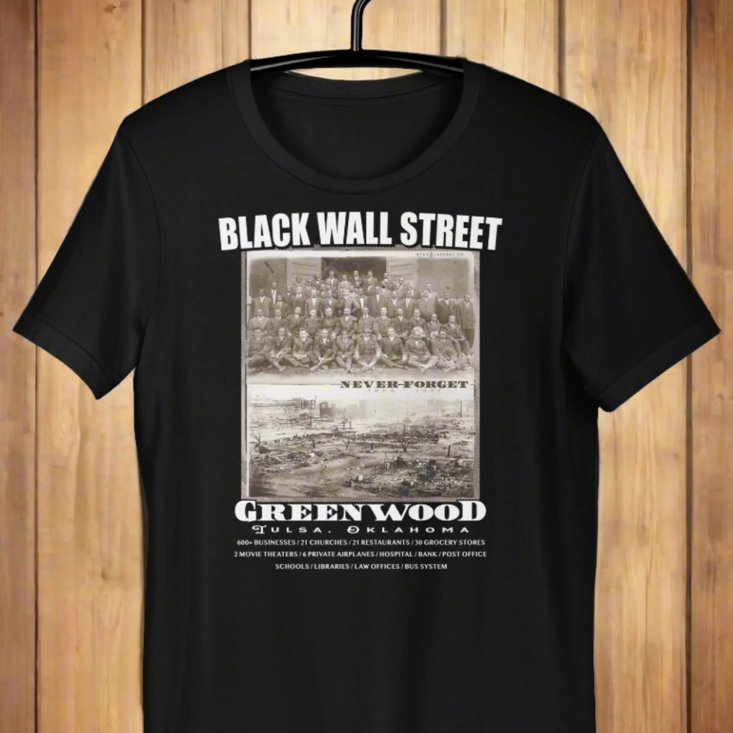 Black Wall Street Vintage History Before And After Photos T Shirt - Image 13