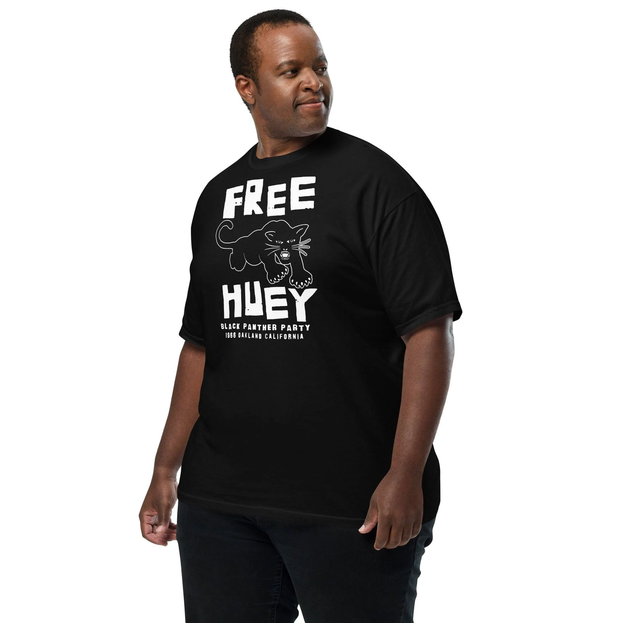 Free Huey The Black Panther Party Heavyweight Black T Shirt - Image 3