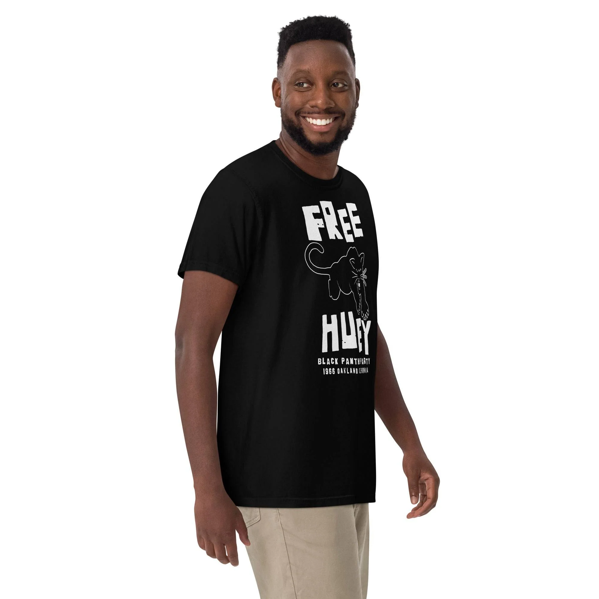 Free Huey The Black Panther Party Heavyweight Black T Shirt - Image 5