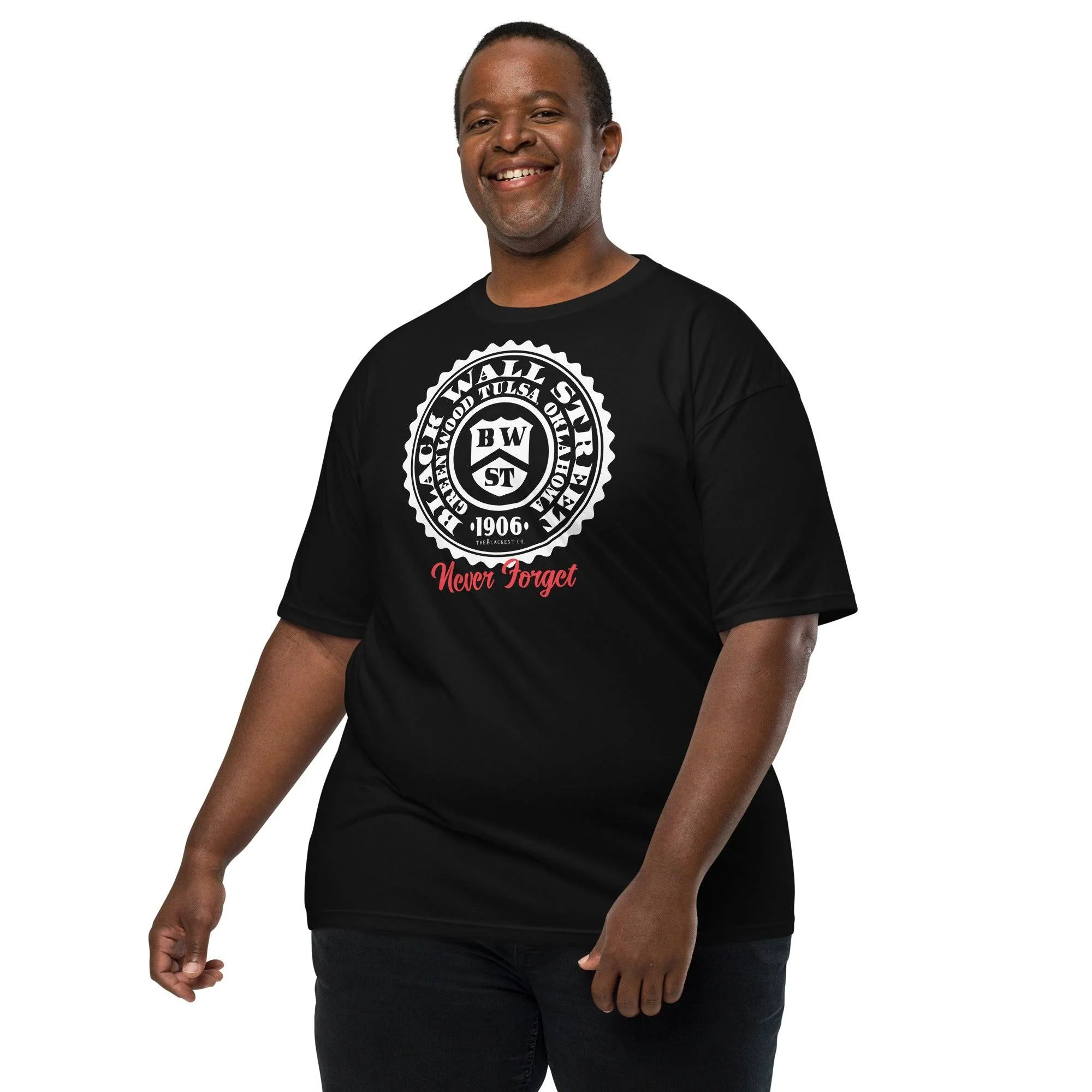 Black Wall Street Seal Mens Premium Heavyweight T-Shirt - Image 3
