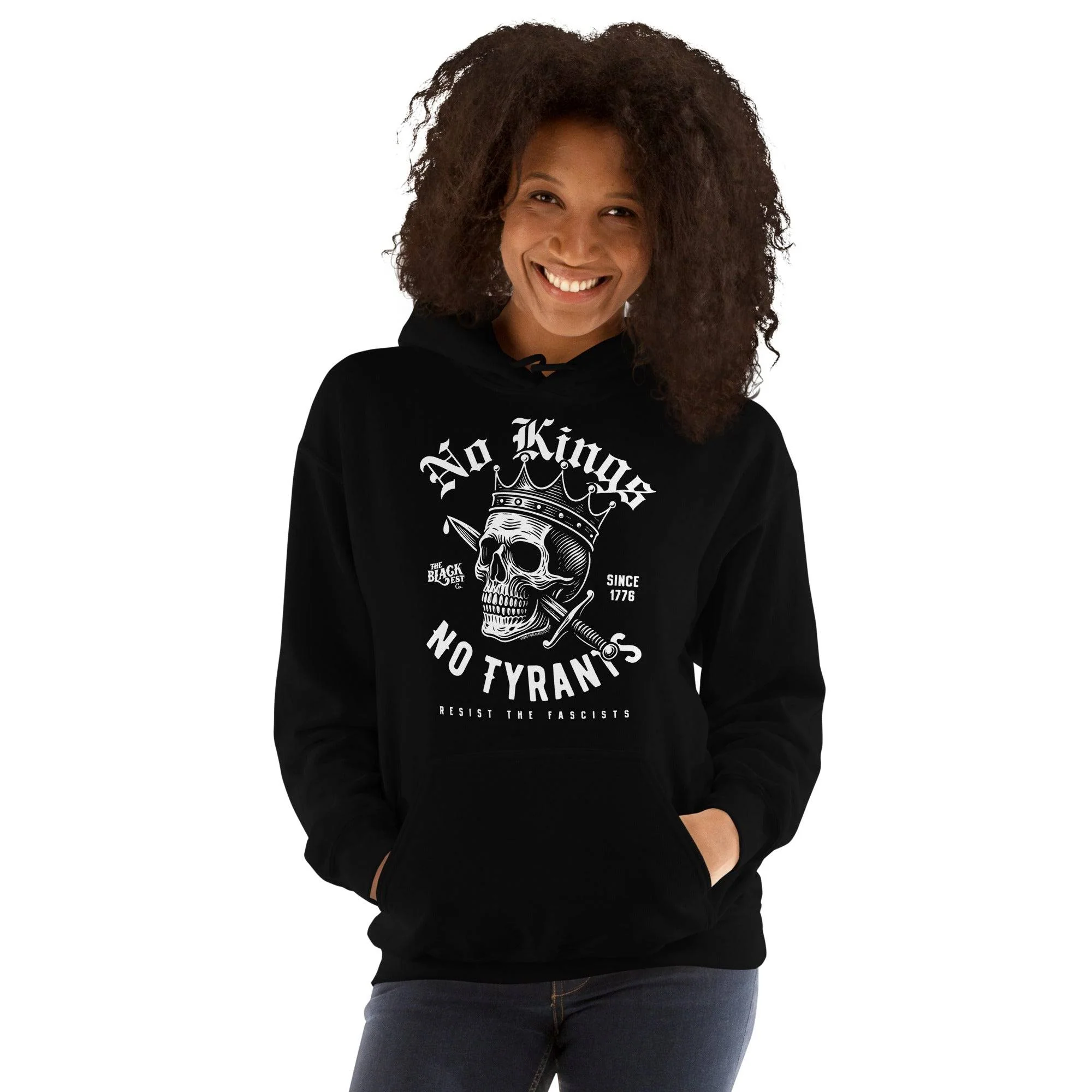 No Kings No Tyrants Skull Protest Hoodie by TheBlackest Co. - Image 3