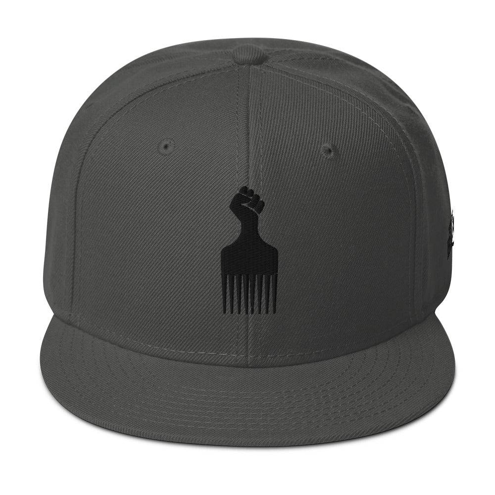 Black Power Fist Pick Snapback Hat - Image 11
