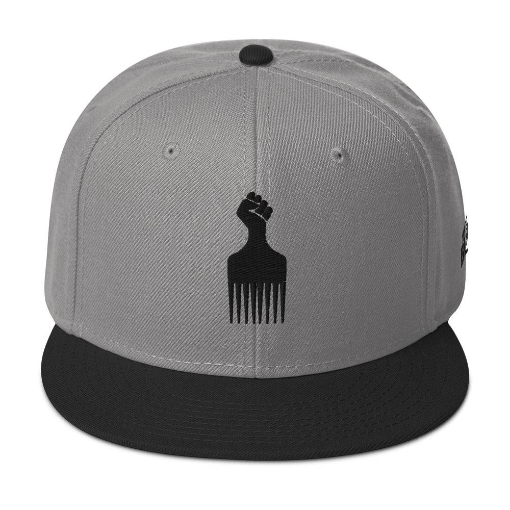 Black Power Fist Pick Snapback Hat - Image 13