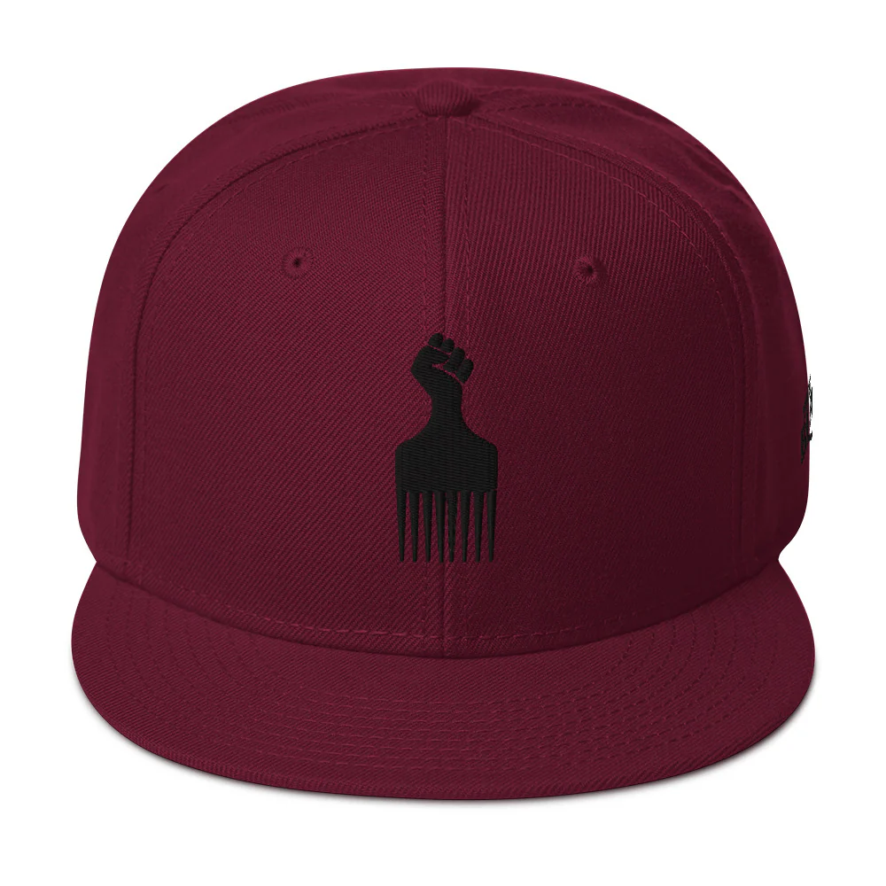 Black Power Fist Pick Snapback Hat - Image 15